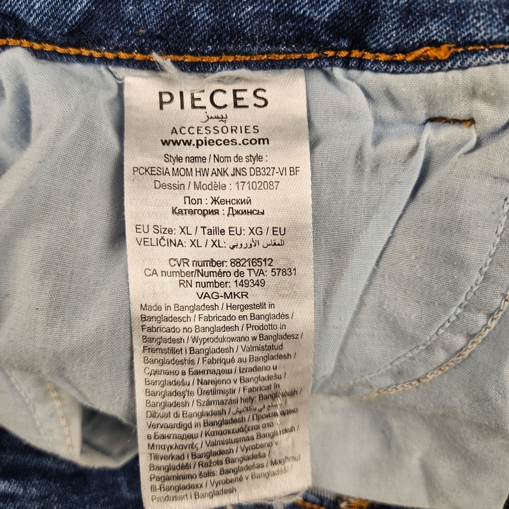 PIECES Mom HW ANK JNS High Waisted Ankle Jeans Blue Medium Wash XL 17102087 - Picture 11 of 14